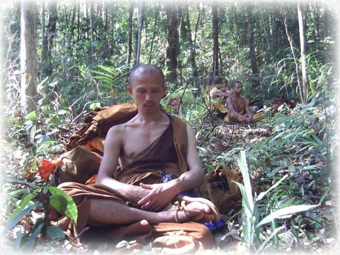 Tudong Monks in the forest meditating